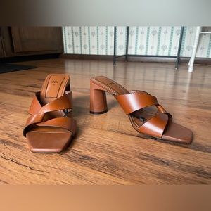 Brown Zara open toed heels. Size 5.5 / 36.